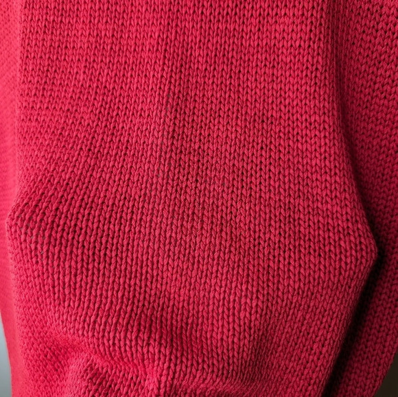 Vintage Northern Reflections Red Knit 3/4 Sleeve V Neck Sweater Top Women Large - Picture 6 of 8